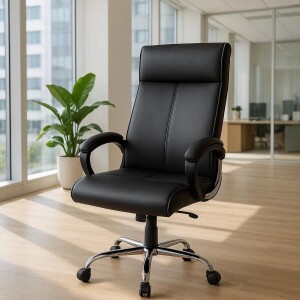 Fauteuil de bureau ergonomique noir dans un bureau moderne