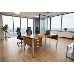 Bureau Responsable BUR160R-MG en mélaminé imitation bois et métal gris. -KIOMA Meuble Premium Maroc