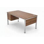 Bureau professionnel en mélaminé imitation bois avec structure métallique grise, modèle BUR160R-MG. -KIOMA Meuble Premium Maroc