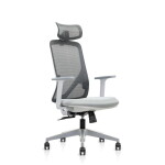 CHAISE /F12P.G – Chaise de Direction MESH, dossier ergonomique en maille grise KIOMA Meuble Premium Maroc