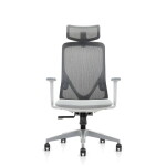 CHAISE /F12P.G – Chaise de Direction MESH, dossier ergonomique en maille grise KIOMA Meuble Premium Maroc