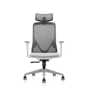 CHAISE /F12P.G – Chaise de Direction MESH, dossier ergonomique en maille grise KIOMA Meuble Premium Maroc