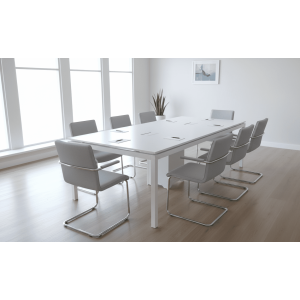 Table de Réunion /REUN220– MDF Blanc Épuré -KIOMA Meuble Premium Maroc