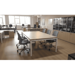Table de Réunion /REUN220– MDF Tube Carré -KIOMA Meuble Premium Maroc
