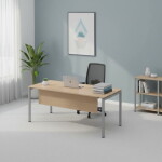 Bureau Responsable BUR160R-MG en mélaminé clair et métal gris, design moderne -KIOMA Meuble Premium Maroc