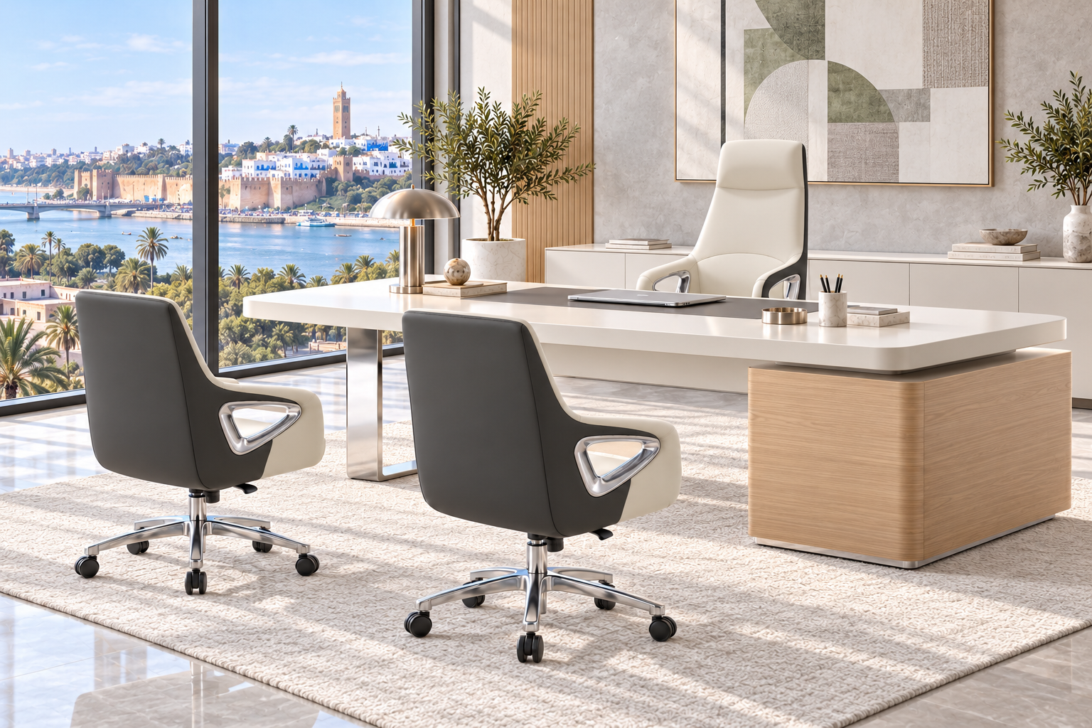 PACKS fauteuils F41 BEIGE- KIOMA MEUBLE Ensemble Fauteuils de Direction /F41 -AFICUIR – Image 1
