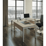Bureau Responsable BUR160R-MG en mélaminé clair et métal Blanc, design moderne -KIOMA Meuble Premium Maroc